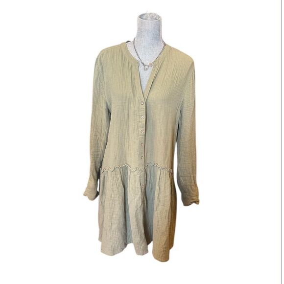 Carve Designs Olive Green Quilted Fabric dress L (4400) - Picture 1 of 3